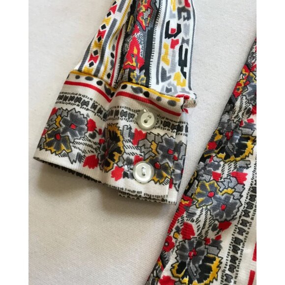 Vintage 70s 80s Silky Polyester Blouse Ladies Size Small Paisley Patterned - Picture 4 of 7